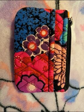 Vera Bradley Quilted Floral Card Wallet in Blue, Pink, Purple